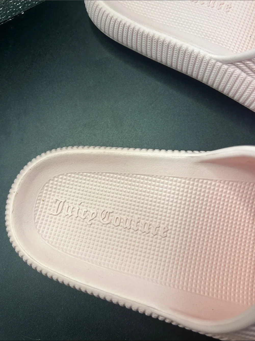 Juicy Couture Pale Pink Embossed Logo Slide Sandals